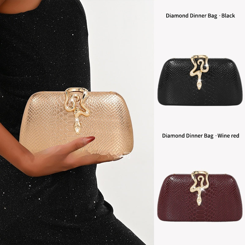 Snake-Print Evening Tote