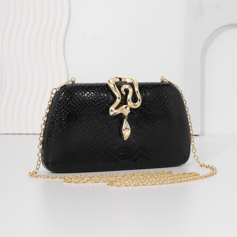 Snake-Print Evening Tote