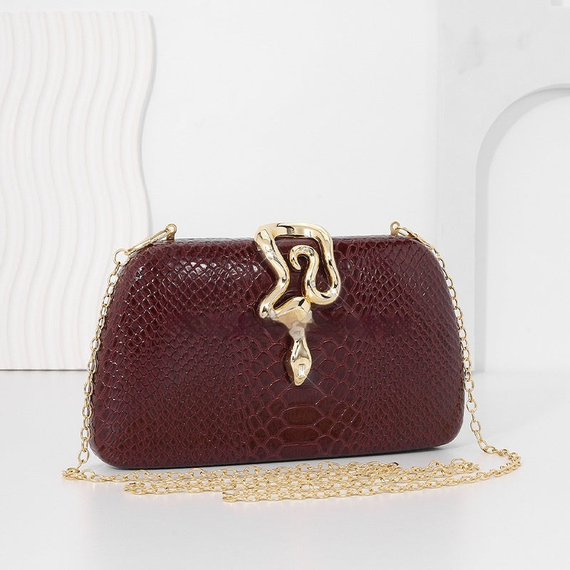 Snake-Print Evening Tote