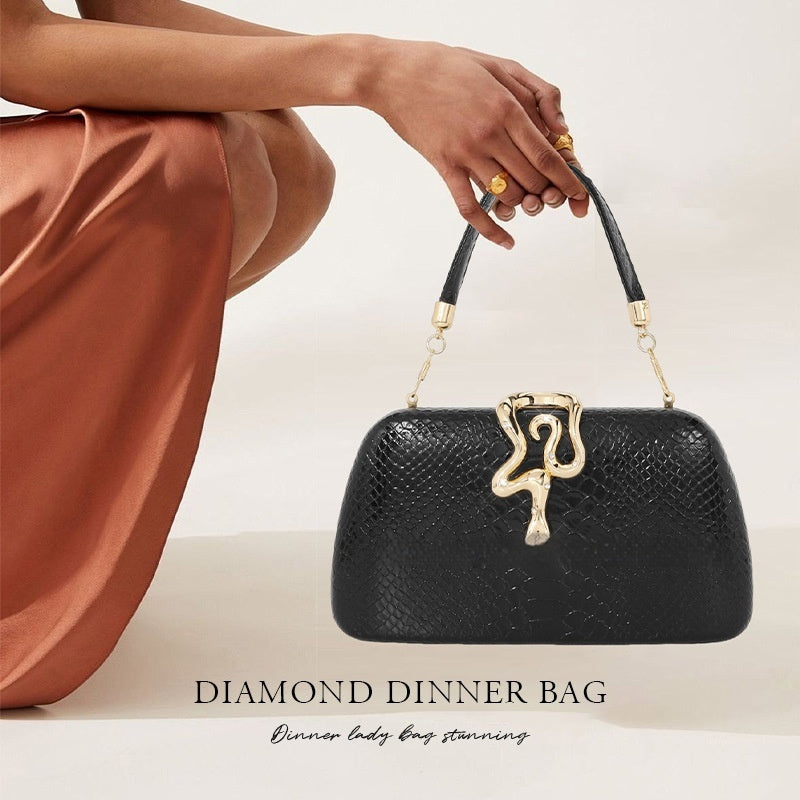 Snake-Print Evening Tote