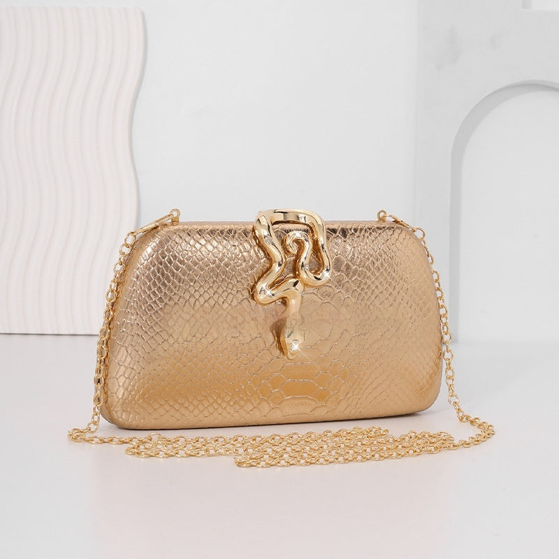 Snake-Print Evening Tote